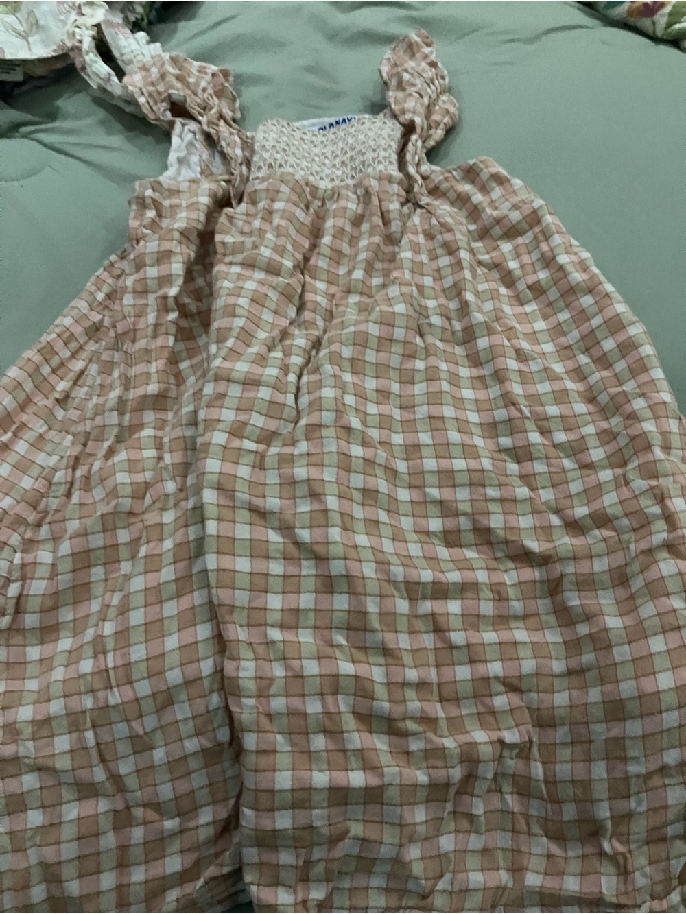 Old Navy Pink and Cream Gingham Smocked Sundress